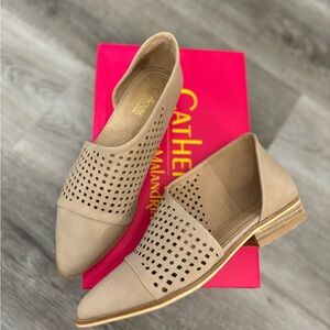 Catherine Malandrino Roffee Open Side Perforated Flats 7.5 Work Shoes